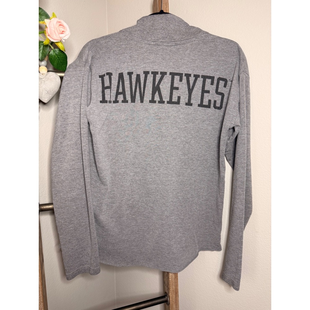 PINK Victoria's Secret Iowa Hawkeyes Quarter Zip Pullover Gray Yellow Medium - Picture 4 of 7